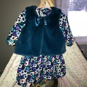 Gymboree Dress & Fake Fur Vest 2T